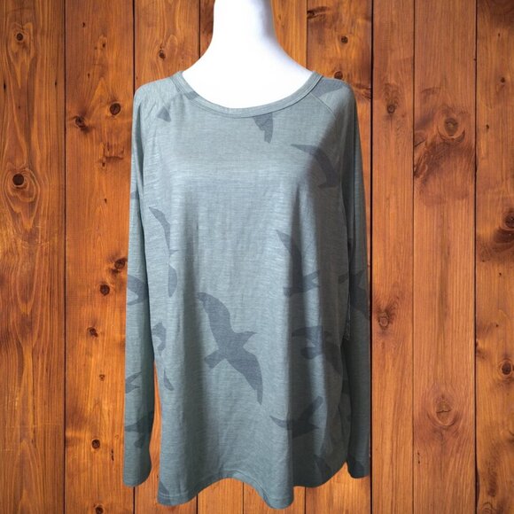 off-trail Tops - OFF-TRAIL Women's 1X Green Long Sleeve Bird Print Pullover Shirt Outdoor NEW